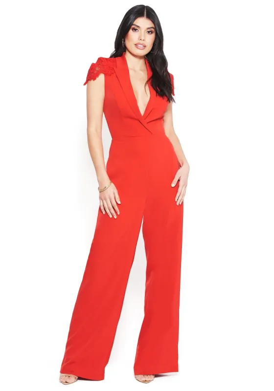 Lace Capelet Jumpsuit sold by Bebe