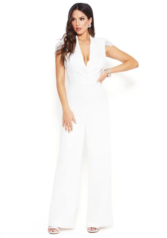 Lace Capelet Jumpsuit sold by Bebe