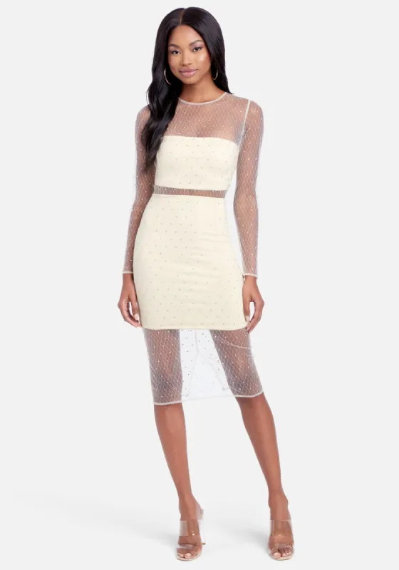 Sparkle Mesh Midi Dress sold by Bebe