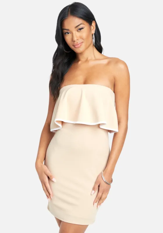 Strapless Ruffle Mini Dress sold by Bebe