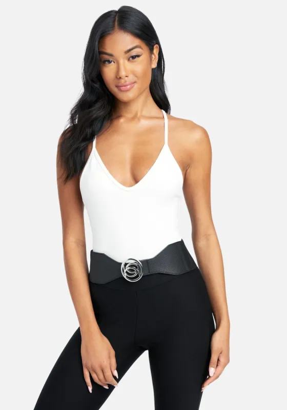 Bebe Logo Clasp Stretch Belt sold by Bebe