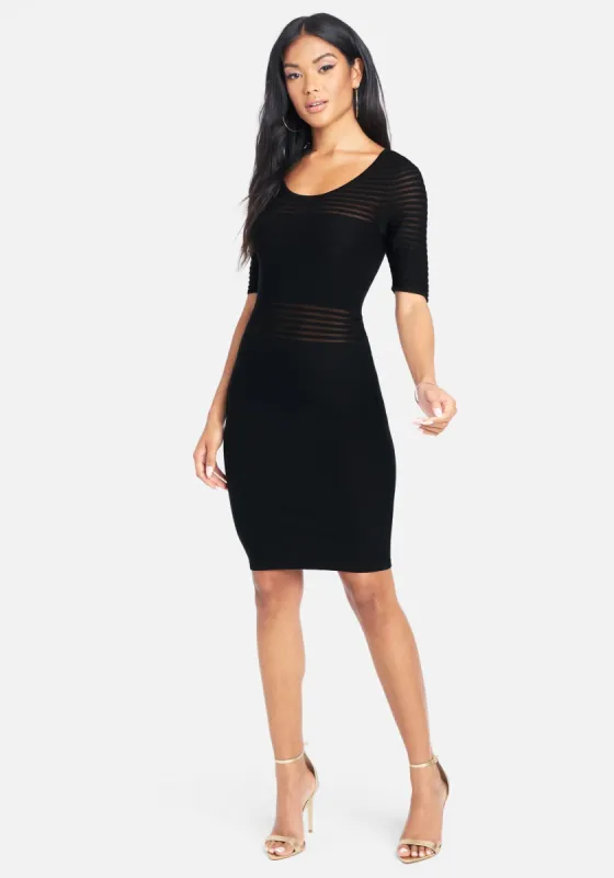 Shadow Stripe Knit Fitted Dress sold by Bebe