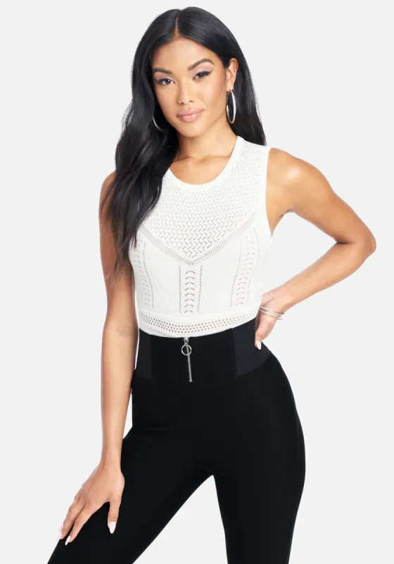 Pointelle Sleeveless Knit Top sold by Bebe
