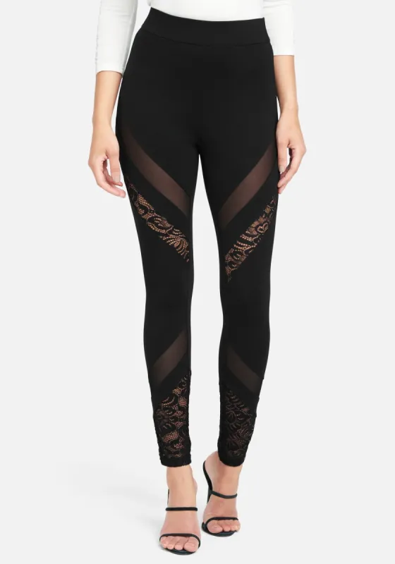 Mesh And Lace Detail Leggings sold by Bebe