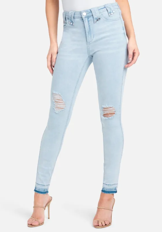 Distressed Skinny Jeans sold by Bebe