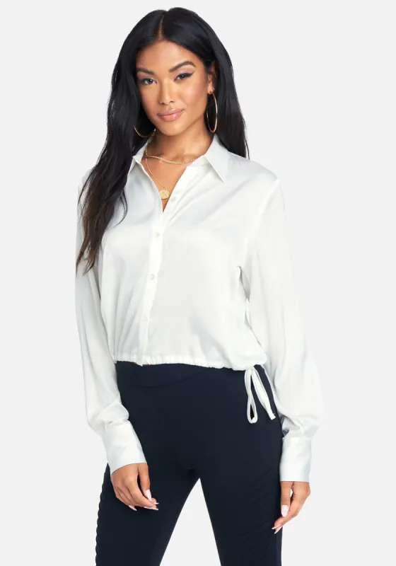 Drawstring Hem Button Up Top sold by Bebe