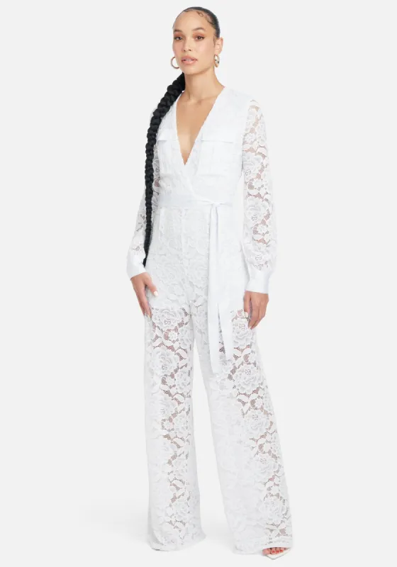 Utility Lace Jumpsuit sold by Bebe