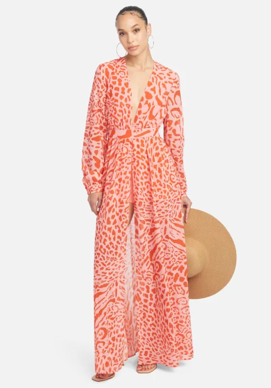 Printed Deep V Maxi Dress sold by Bebe