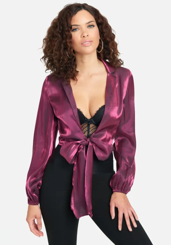 High Shine Front Tie Top sold by Bebe