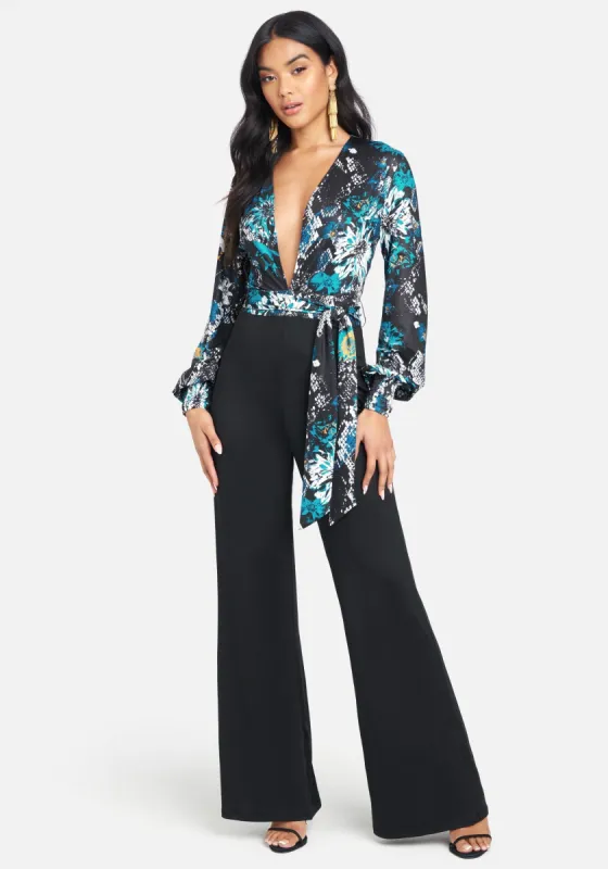Long Sleeve Plunge Neck Jumpsuit sold by Bebe