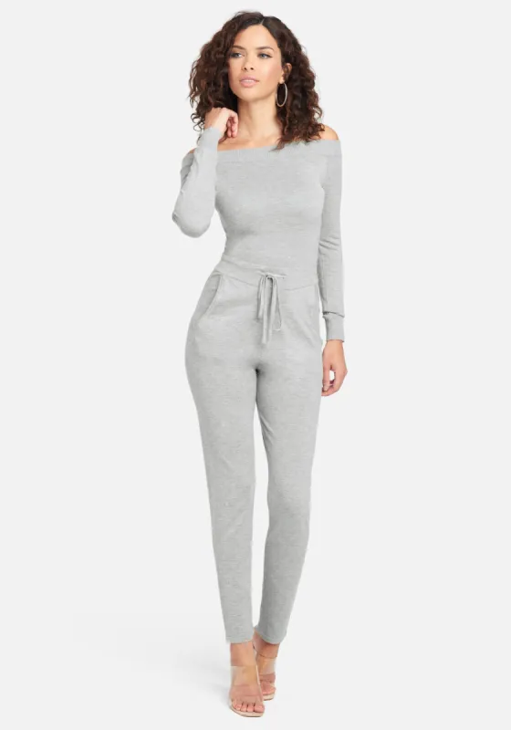 Knit Off Shoulder Jumpsuit sold by Bebe