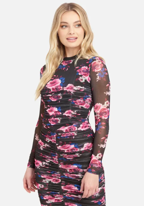 Printed 4 Way Stretch Mesh Ruched Top sold by Bebe