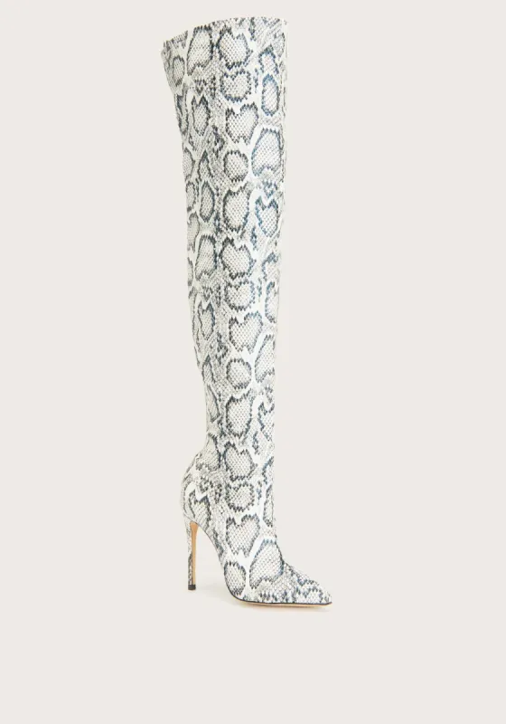 Destined Faux Snake Boots sold by Bebe