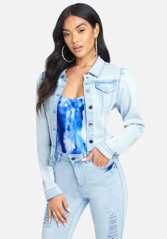 Puff Sleeve Denim Jacket sold by Bebe