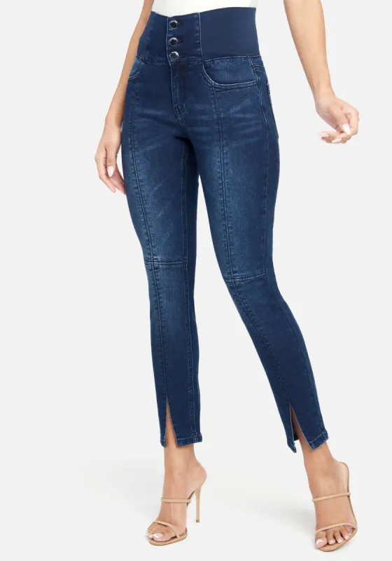 High Waisted Elastic Waist Jeans sold by Bebe