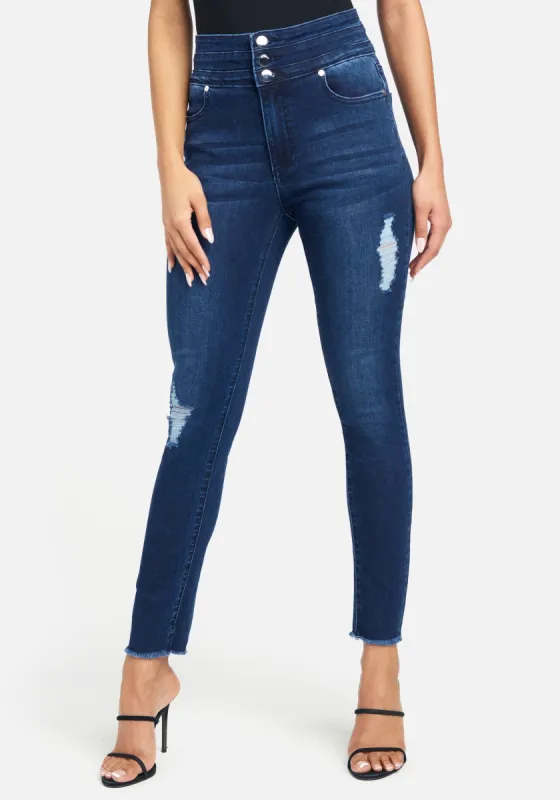 High Waisted Button Front Jeans sold by Bebe