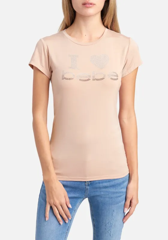 Bebe Logo I Love Rhinestone Tee sold by Bebe
