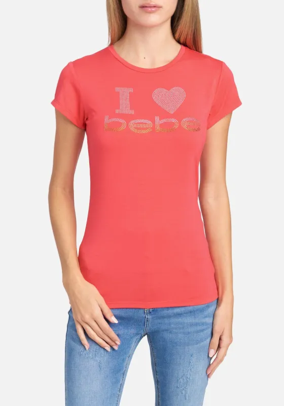 Bebe Logo I Love Rhinestone Tee sold by Bebe