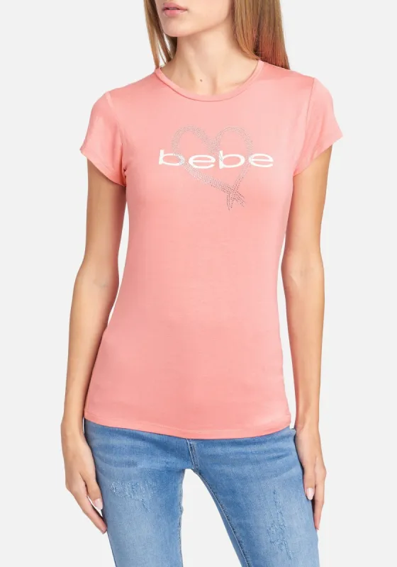 Bebe Logo Heart Rihinestone Tee sold by Bebe