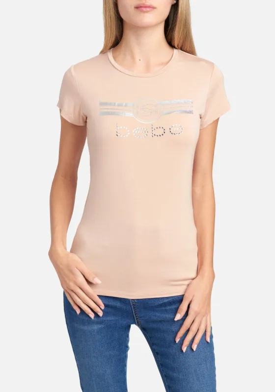 Bebe Logo Foil Rhinestone Tee sold by Bebe