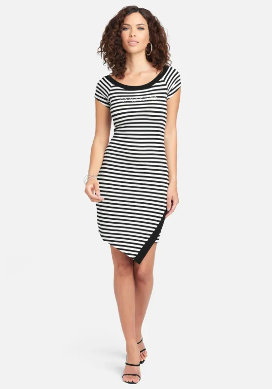 Stripe Bodycon Bebe Logo Dress made by Bebe