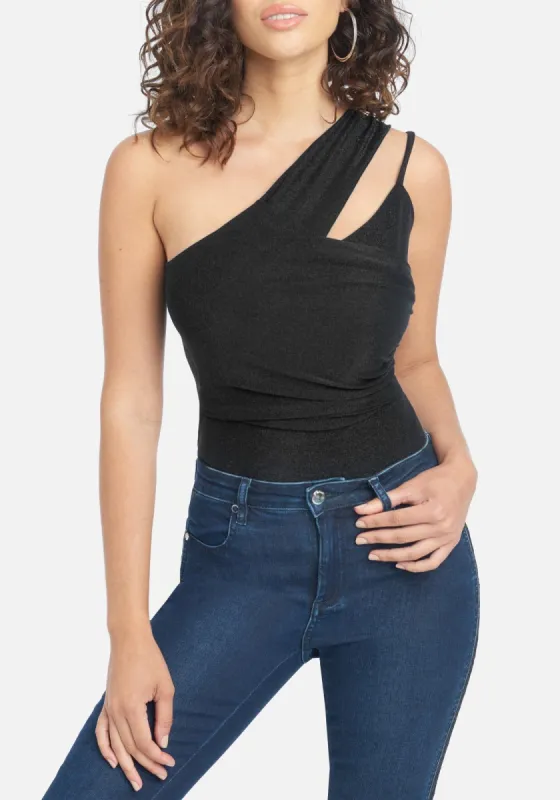 One Shoulder Surplice Bodysuit sold by Bebe