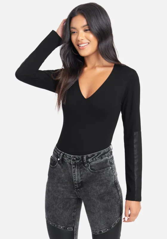 Coated V-Neck Neck Top sold by Bebe