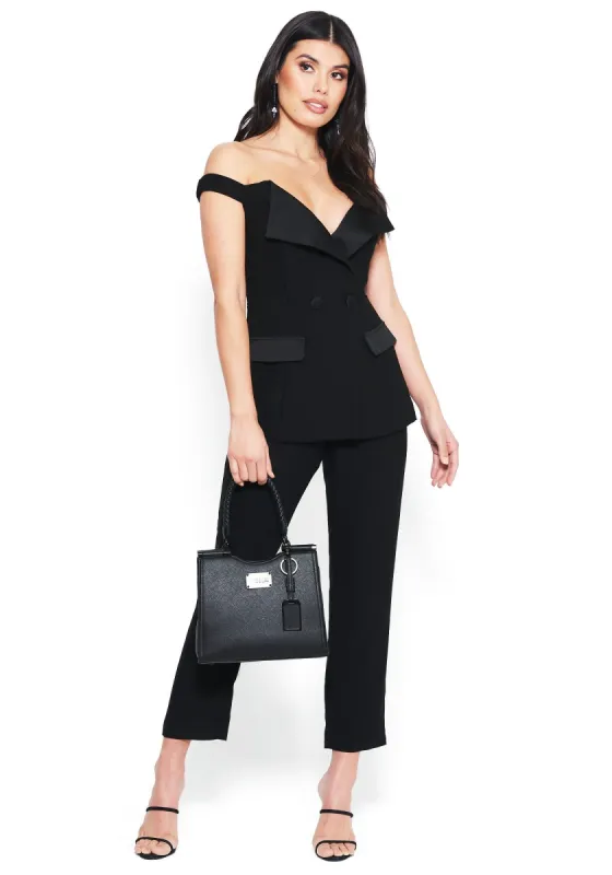 Off Shoulder Blazer Jumpsuit sold by Bebe