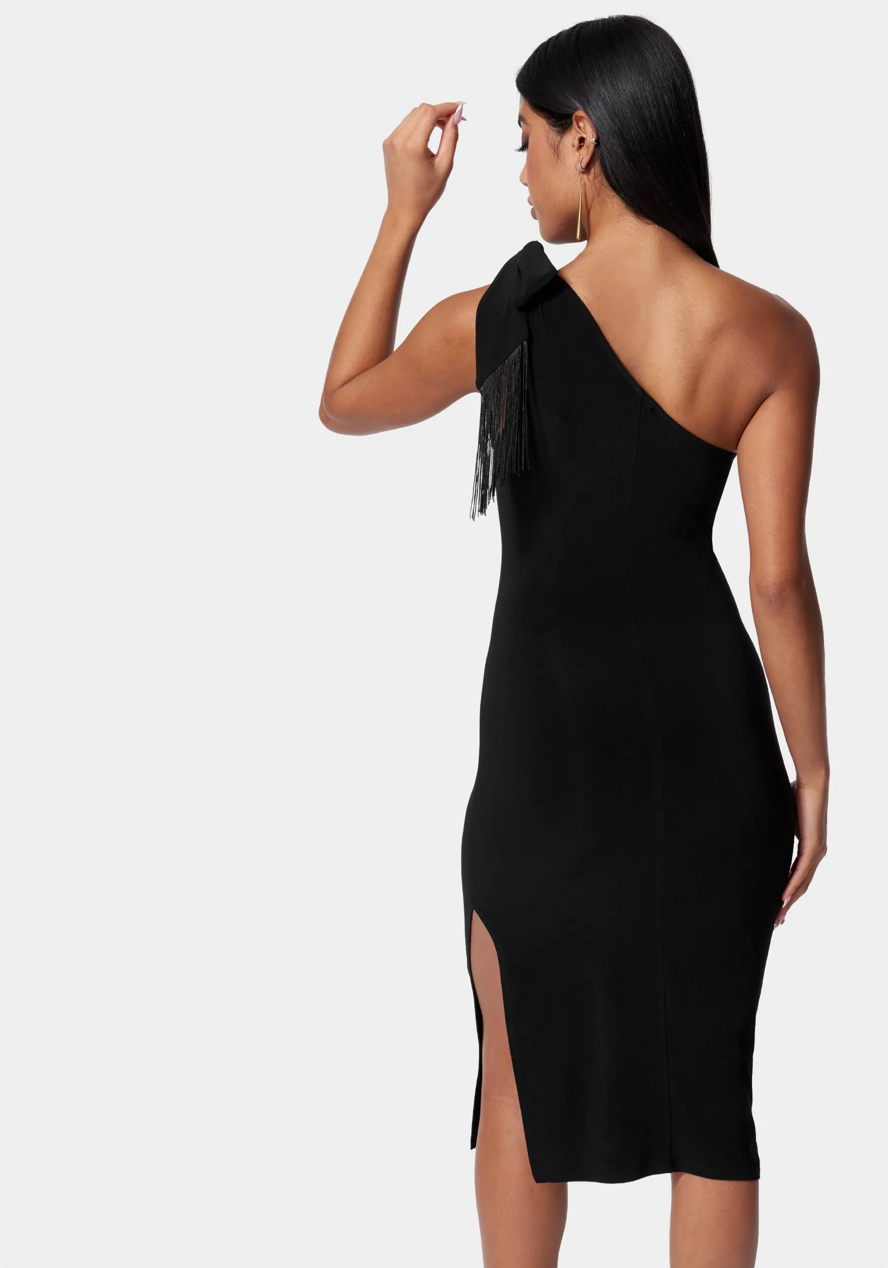 One Shoulder Fringe Bodycon Dress sold by Bebe product image thumbnail 3