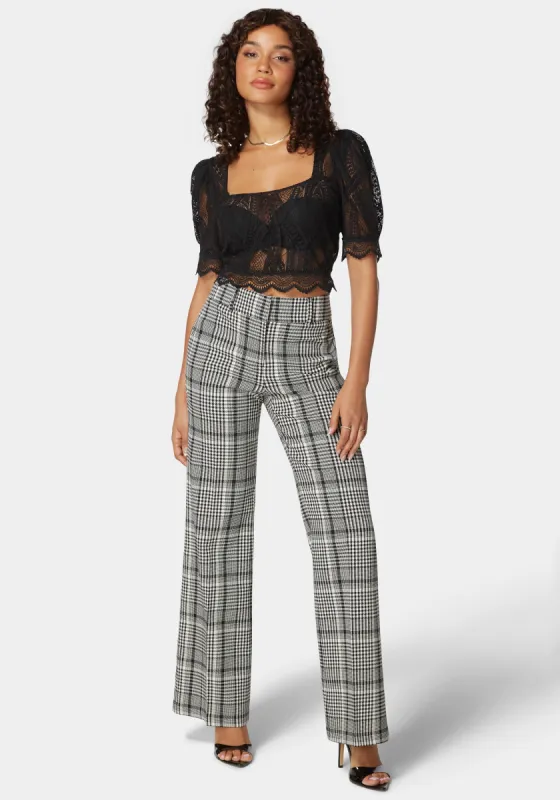 High Waist Belted Novelty Wide Leg Pant sold by Bebe