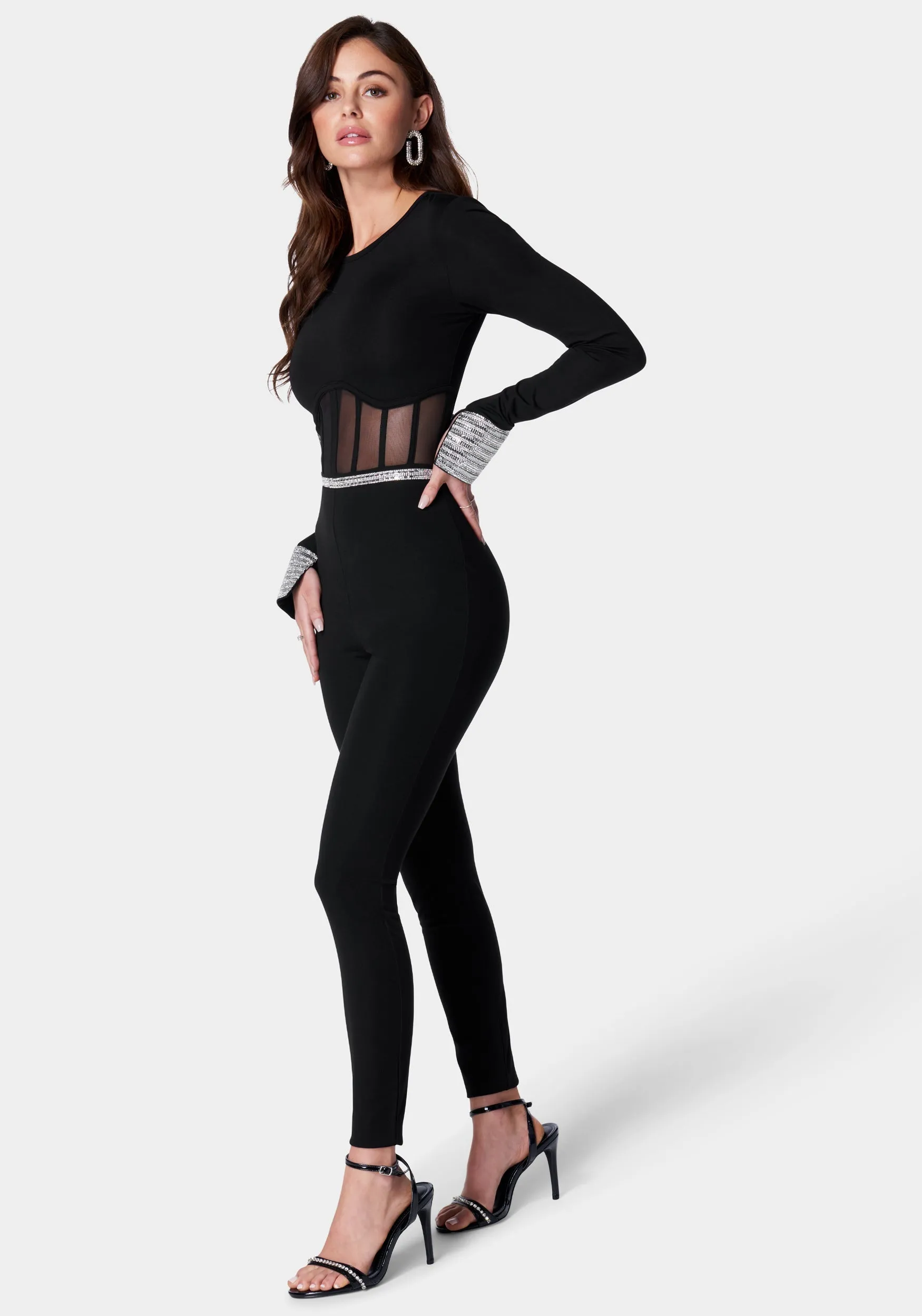 Embellished Corset Detail Catsuit sold by Bebe product image thumbnail 2