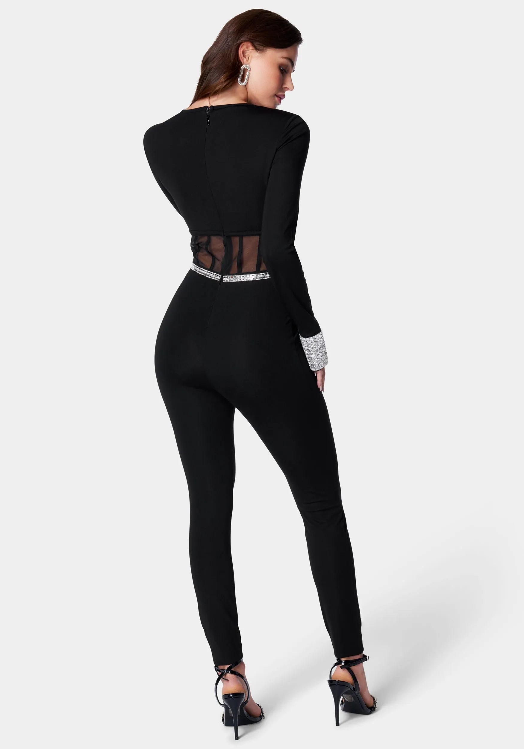 Embellished Corset Detail Catsuit sold by Bebe product image thumbnail 3