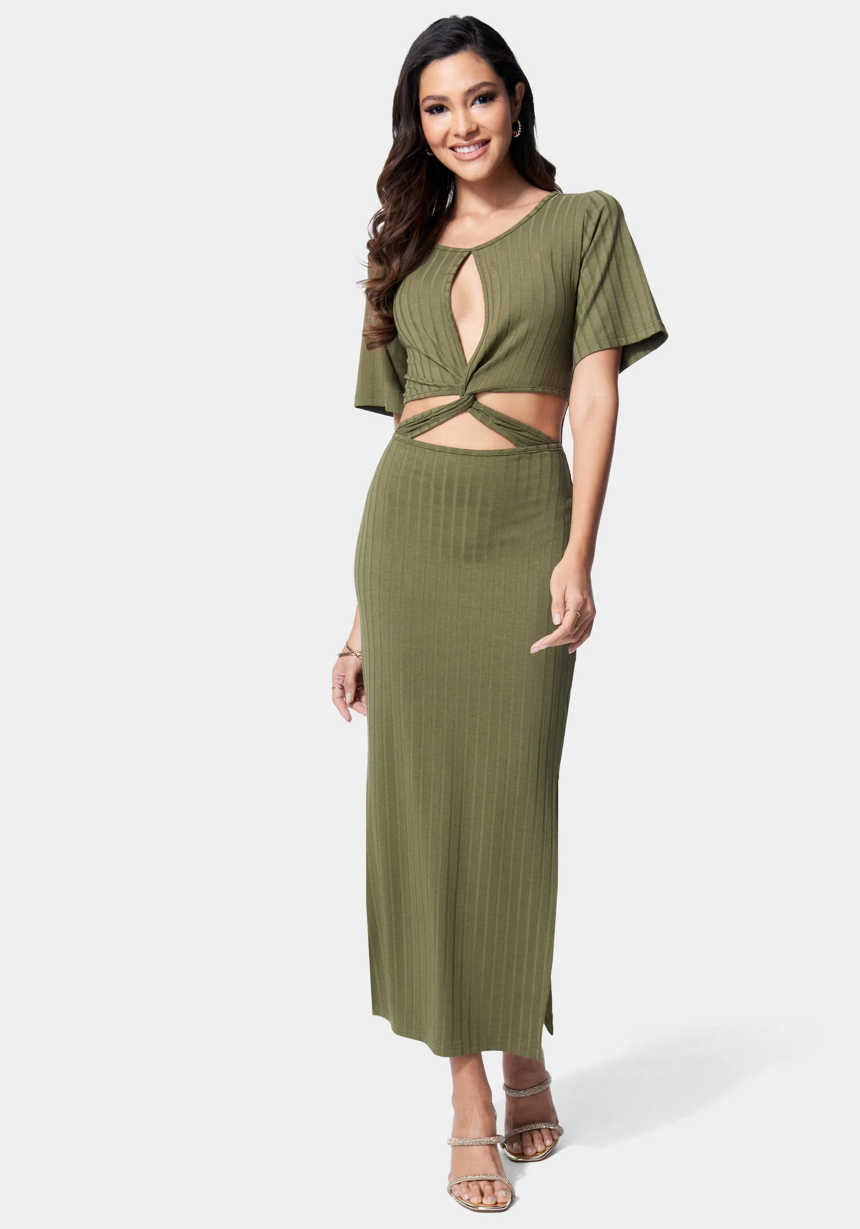 Strappy Cutout Knit Midi Dress sold by Bebe