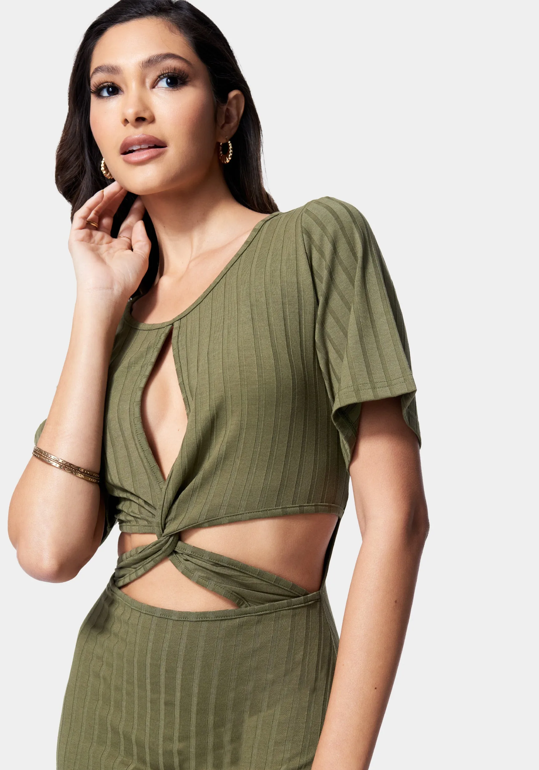 Strappy Cutout Knit Midi Dress sold by Bebe product image thumbnail 4