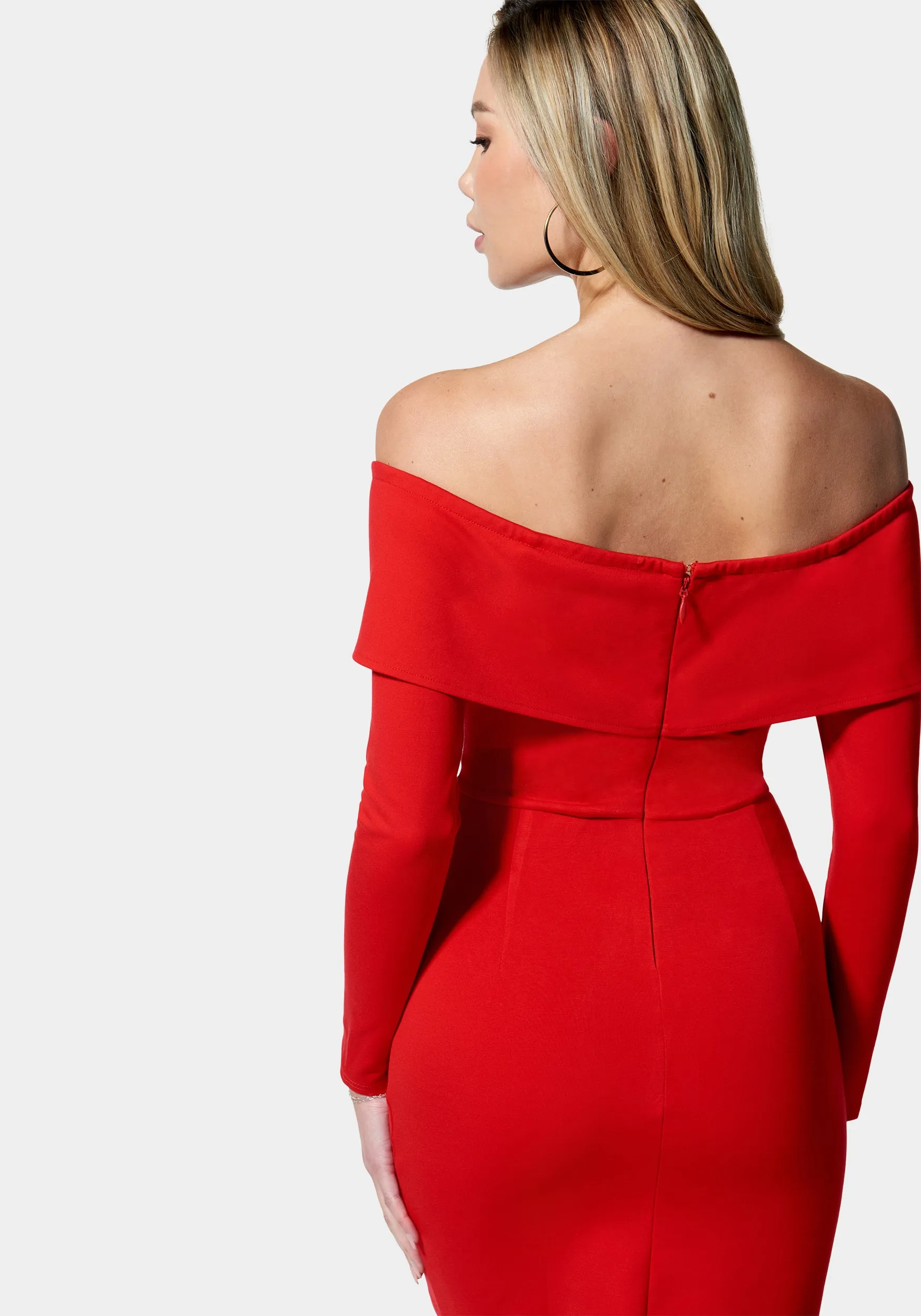 Off Shoulder V Neck Mini Dress sold by Bebe product image thumbnail 3