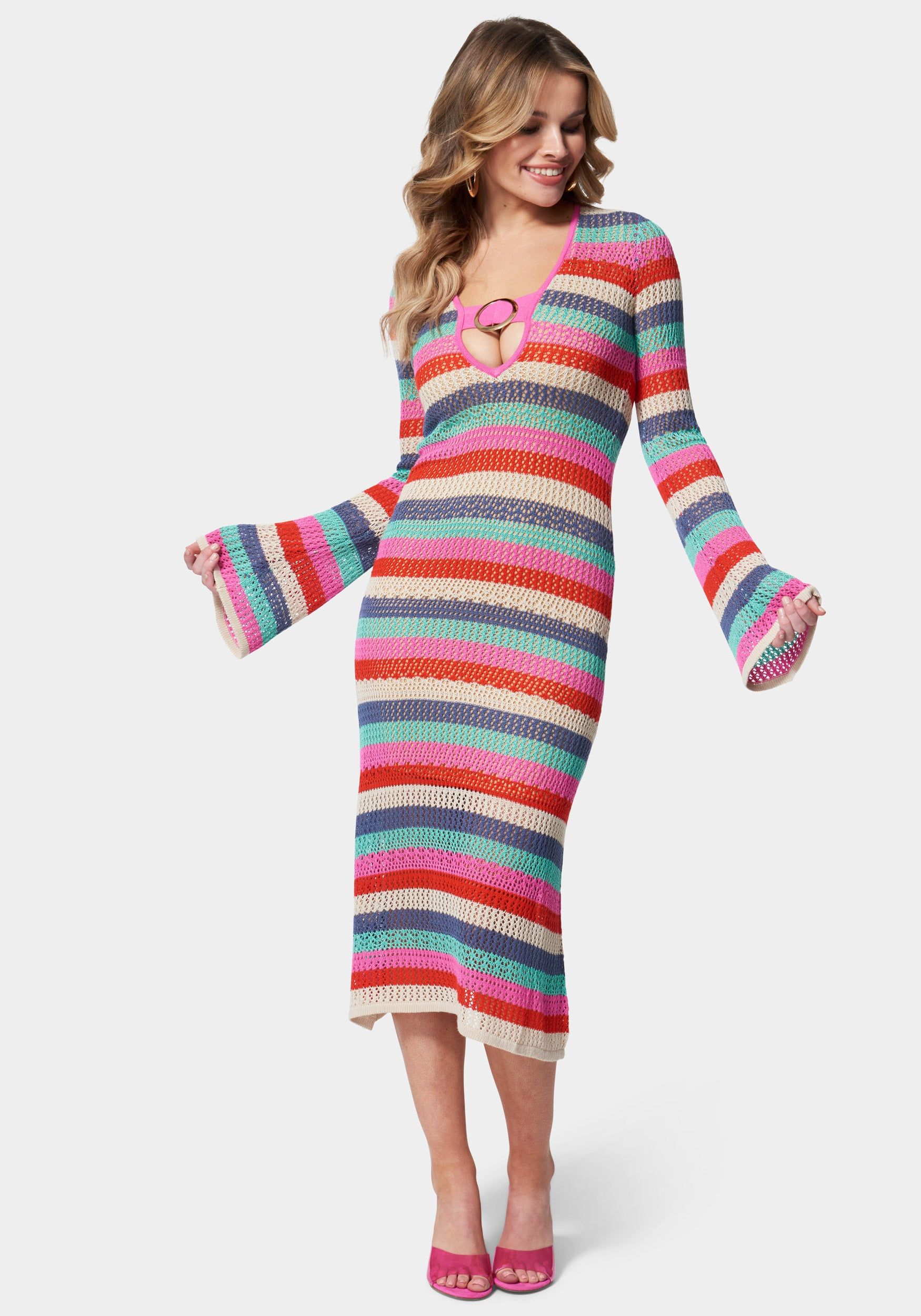 Crochet Ring Detail Sweater Dress sold by Bebe product image thumbnail 2