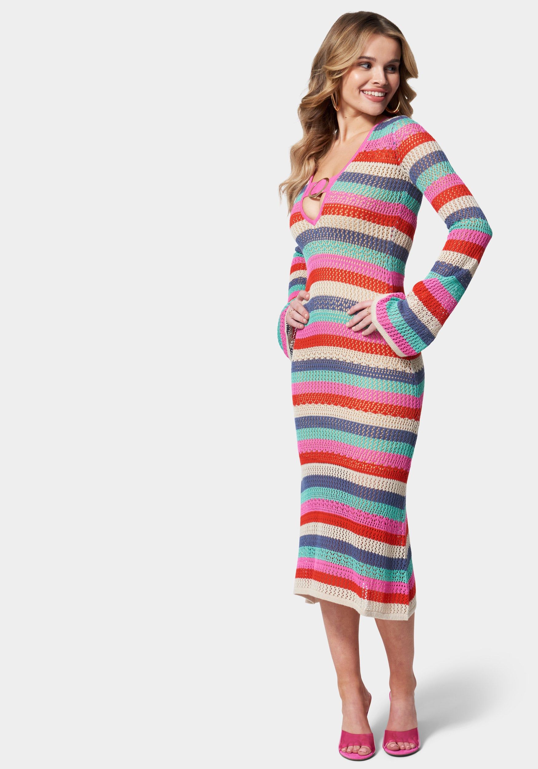 Crochet Ring Detail Sweater Dress sold by Bebe product image thumbnail 3