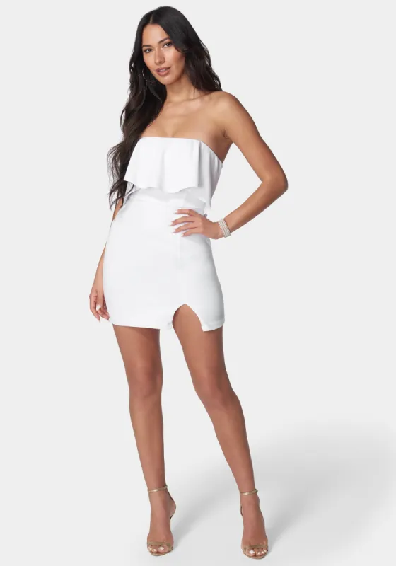Strapless Flounce Mini Dress sold by Bebe