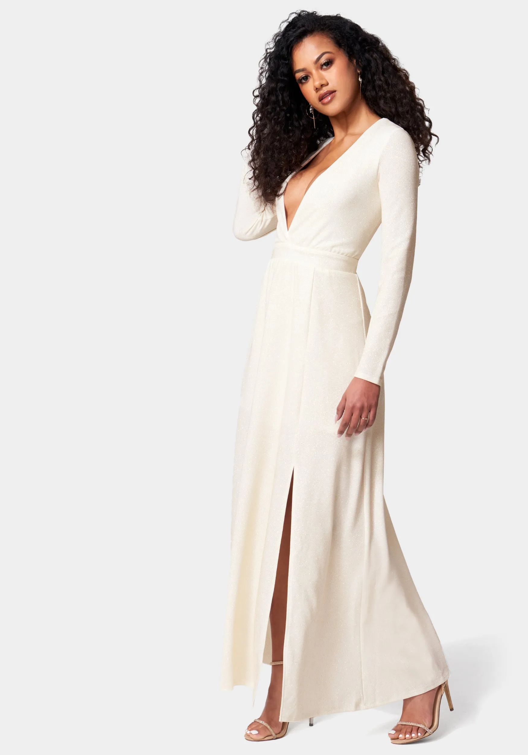 Lurex Deep V Maxi Dress sold by Bebe product image thumbnail 2
