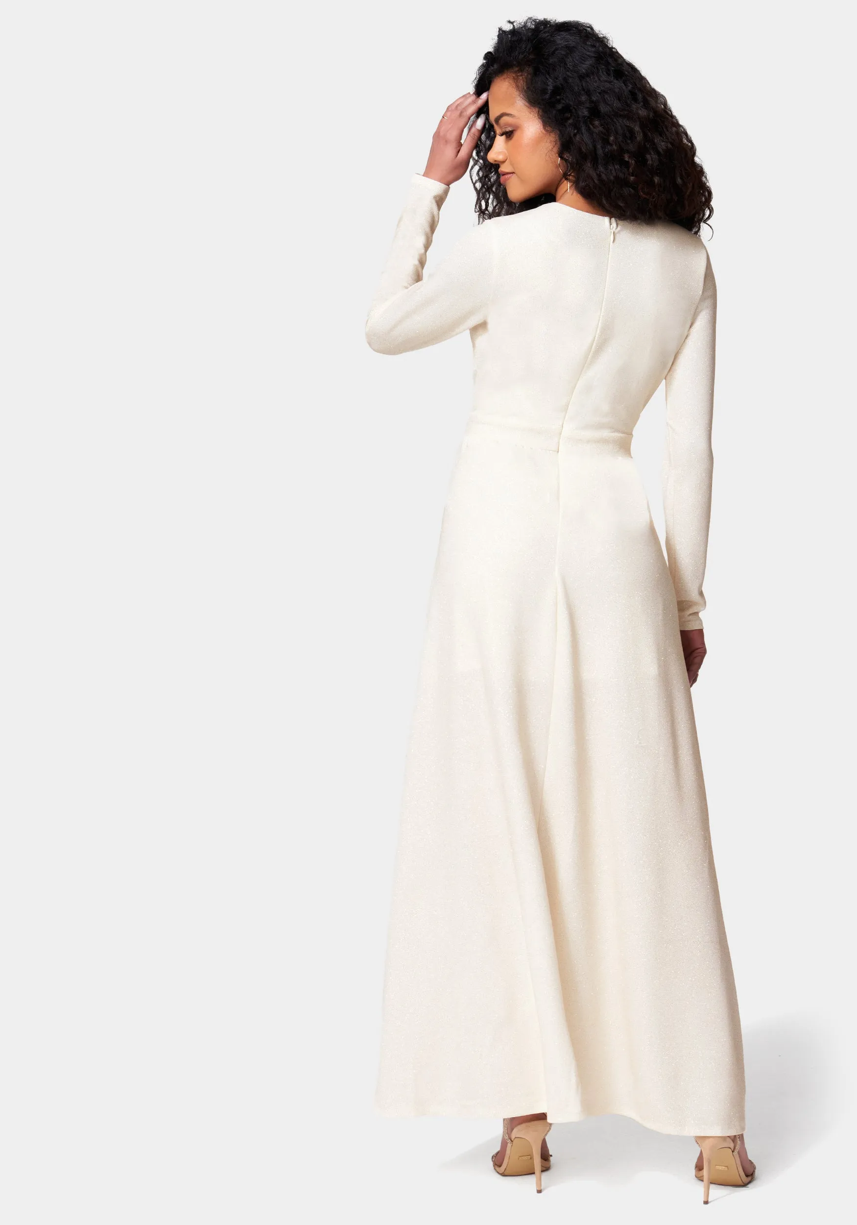 Lurex Deep V Maxi Dress sold by Bebe product image thumbnail 3