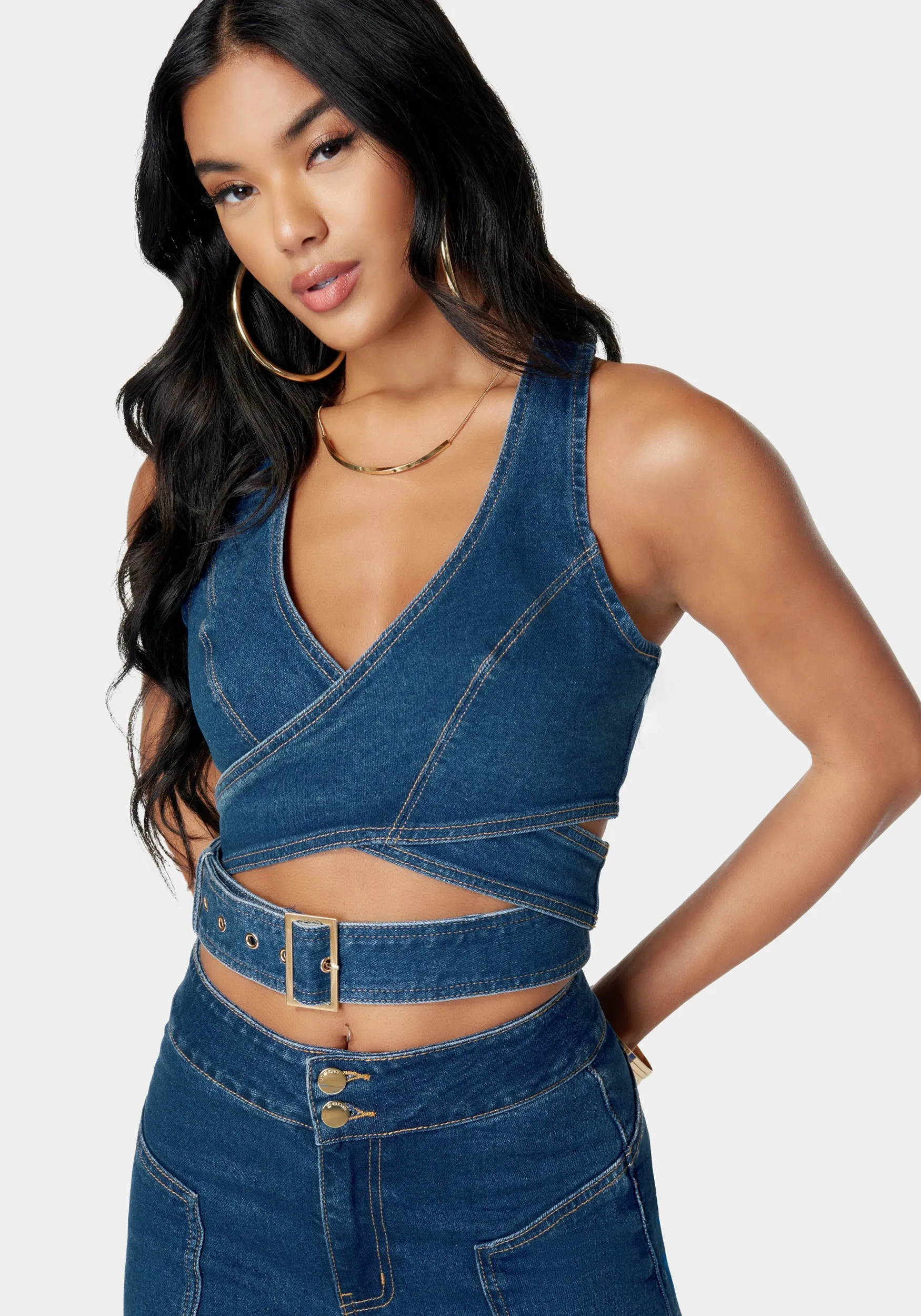 Wrap Denim Top sold by Bebe product image thumbnail 2