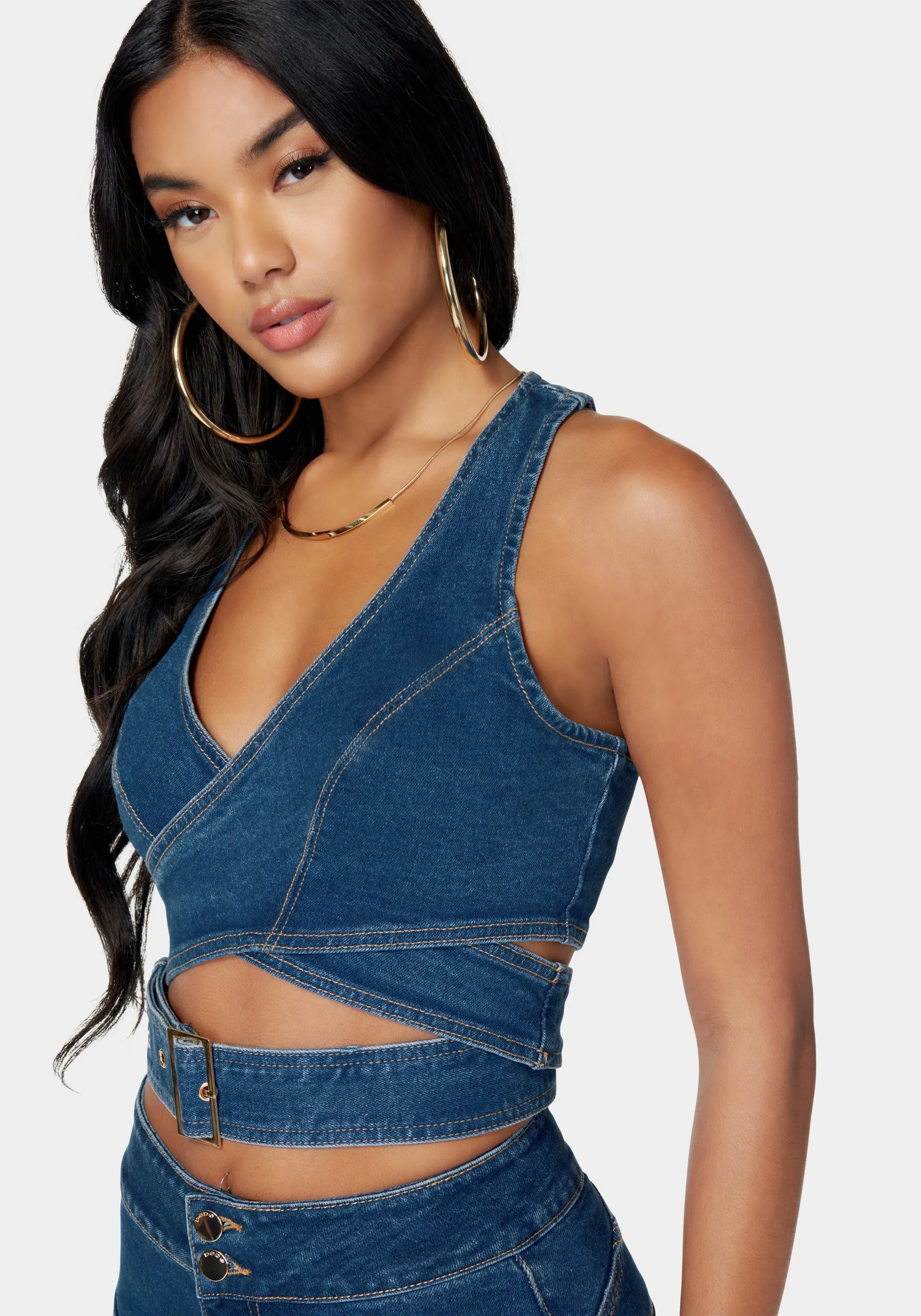 Wrap Denim Top sold by Bebe product image thumbnail 5