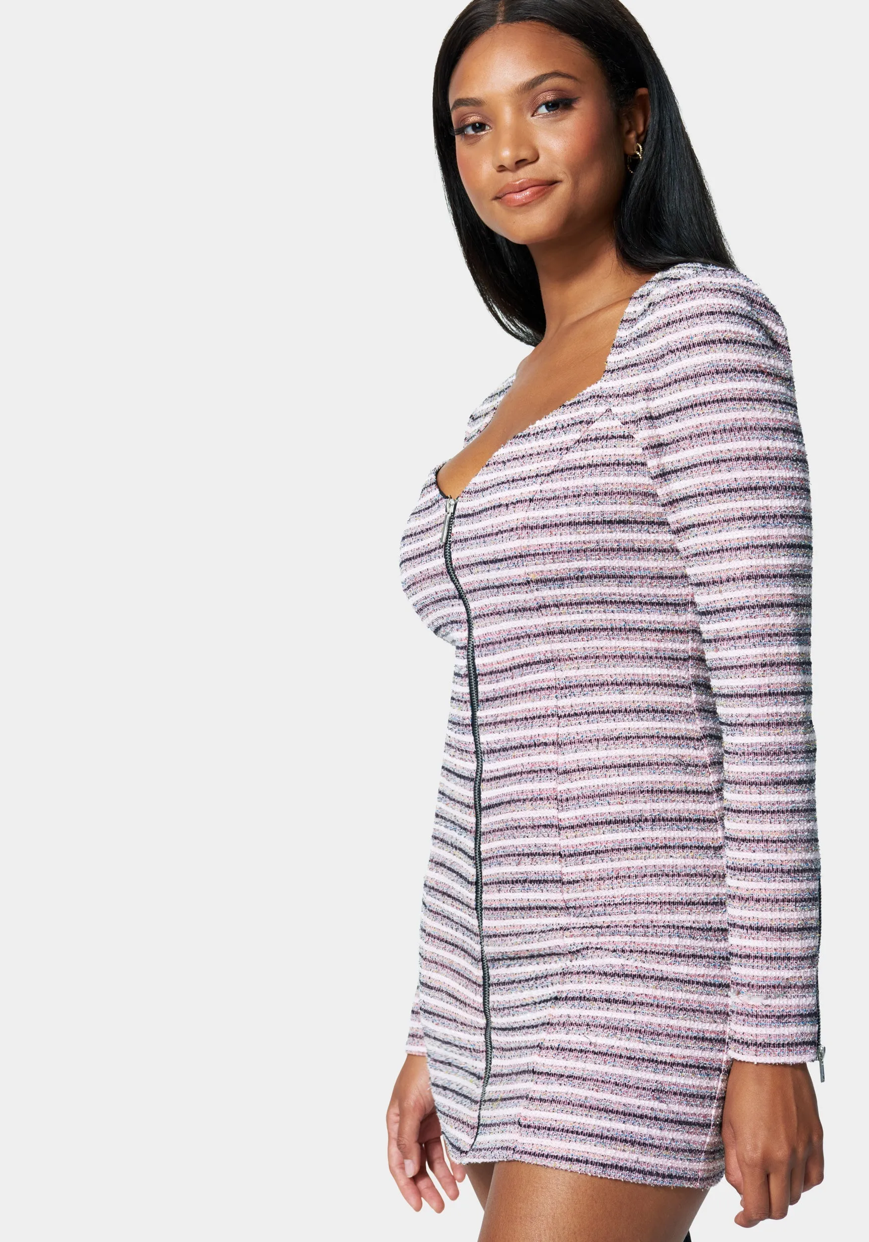 Zip Front Tweed Mini Dress sold by Bebe product image thumbnail 2