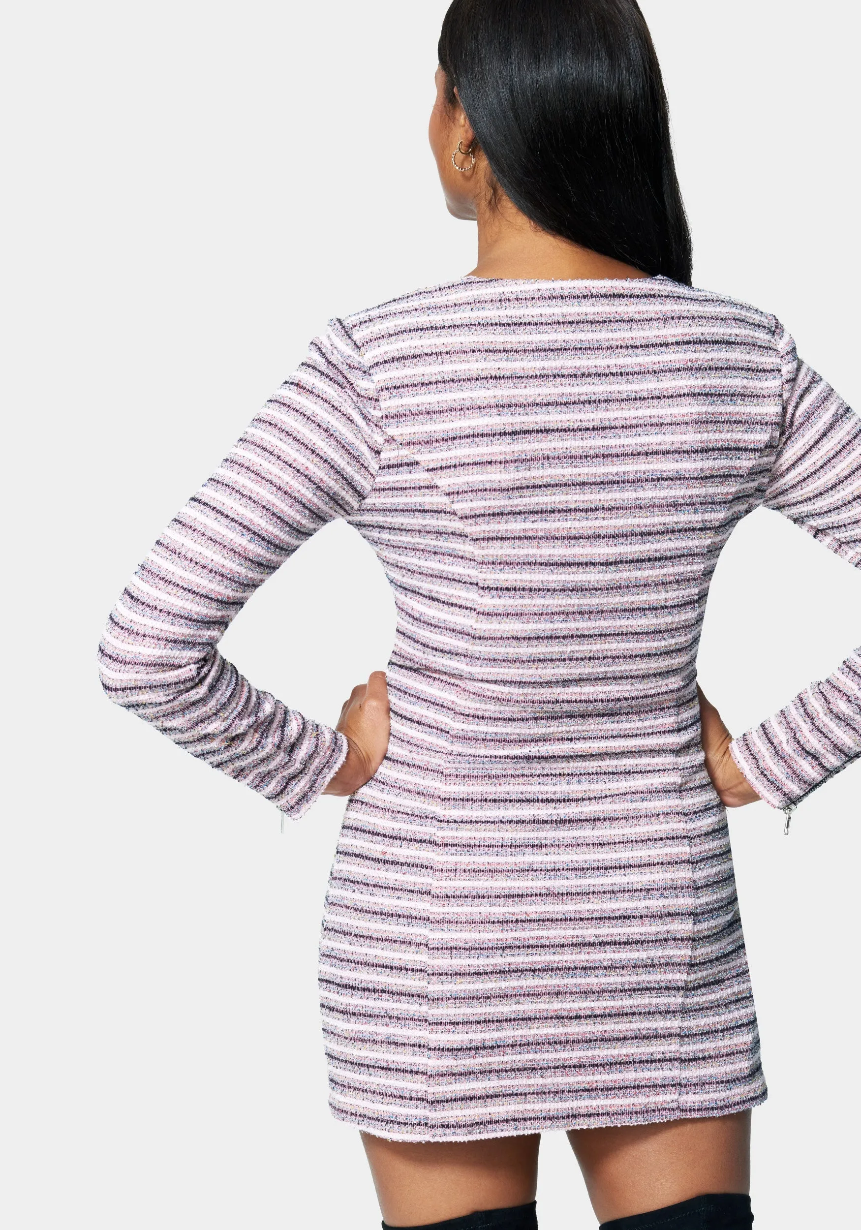 Zip Front Tweed Mini Dress sold by Bebe product image thumbnail 3