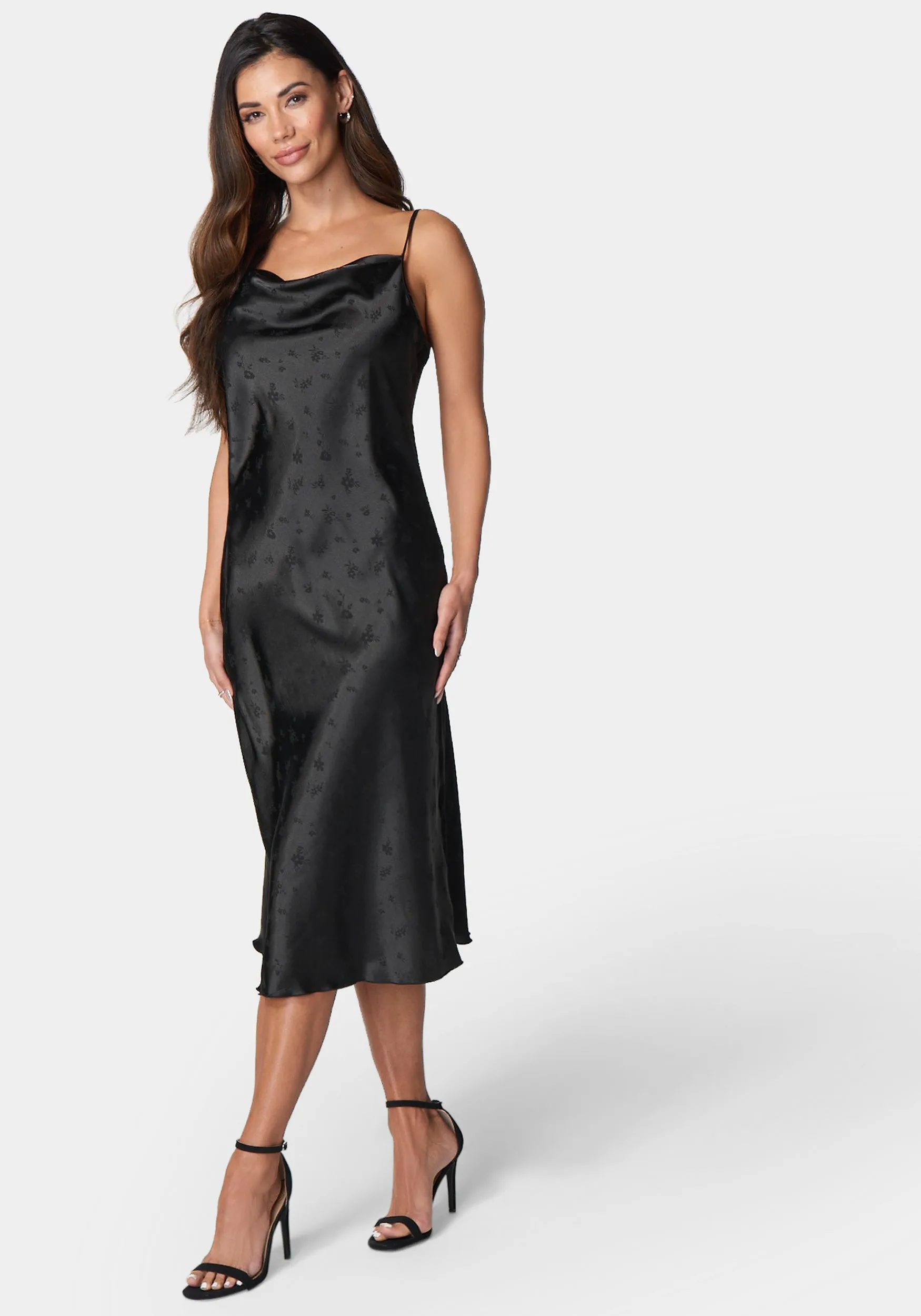 Cowl Neck Midi Satin Jacquard Dress sold by Bebe product image thumbnail 2