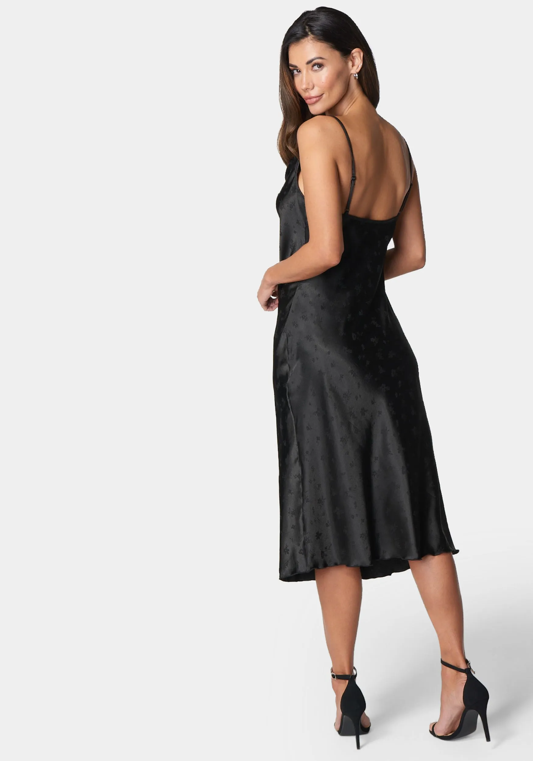 Cowl Neck Midi Satin Jacquard Dress sold by Bebe product image thumbnail 3
