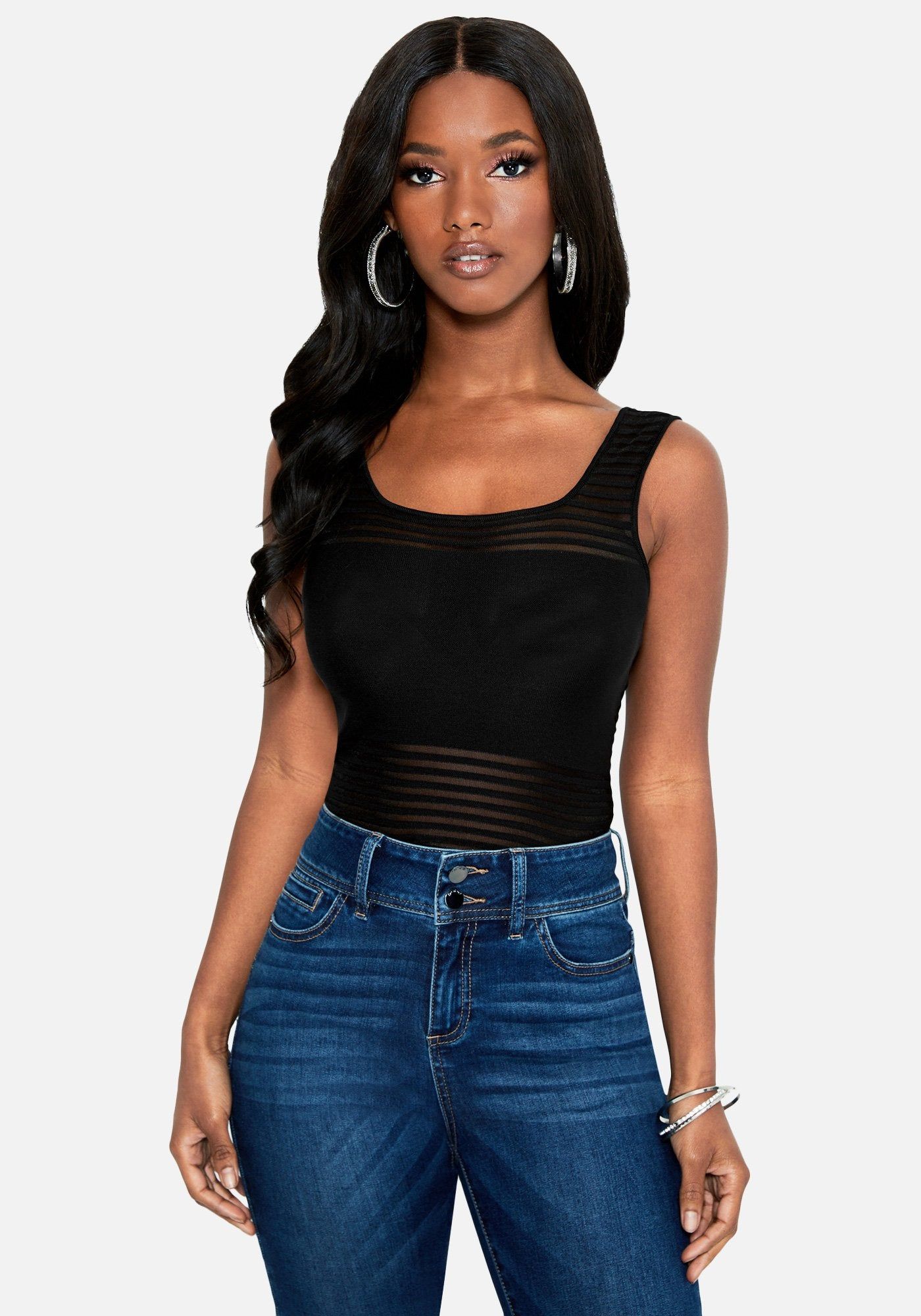 Shadow Stripe Sweater Tank sold by Bebe