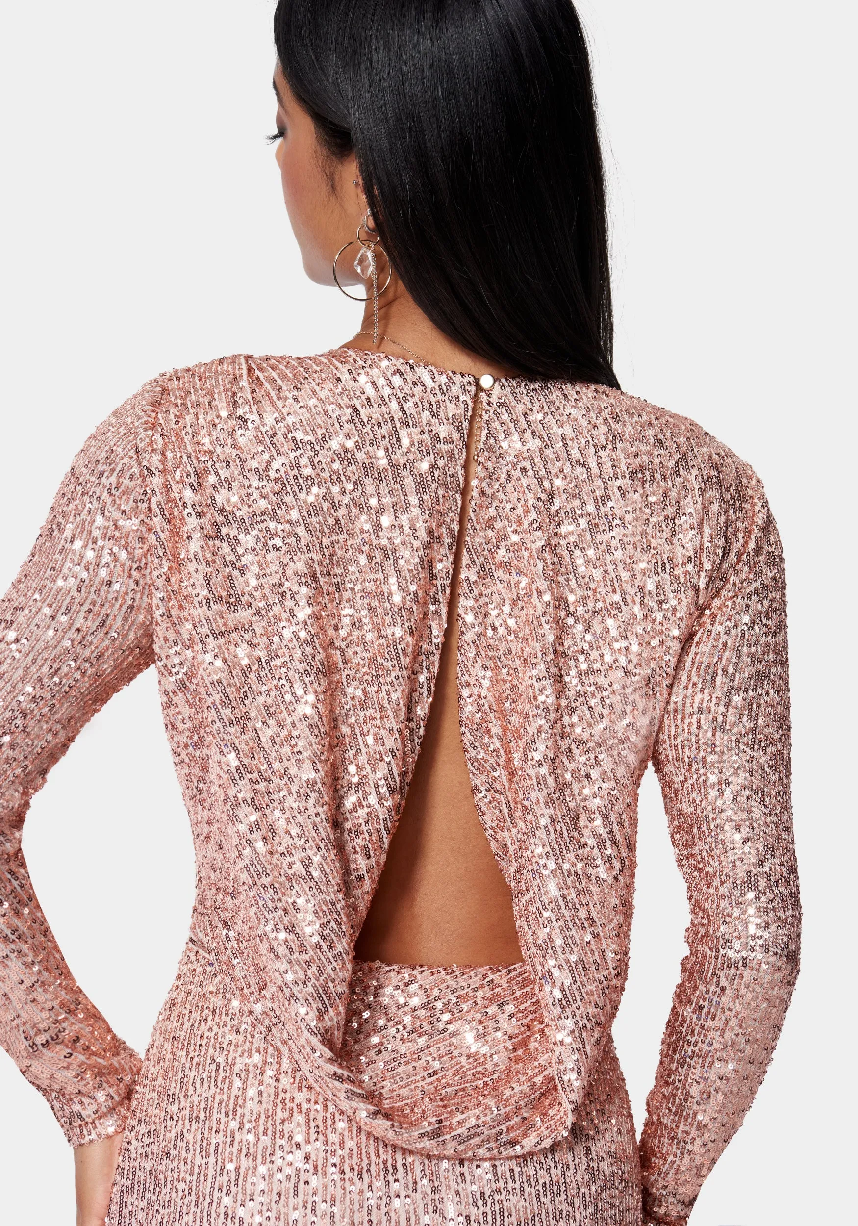 Sequin Cowl Back Midi Dress sold by Bebe product image thumbnail 4
