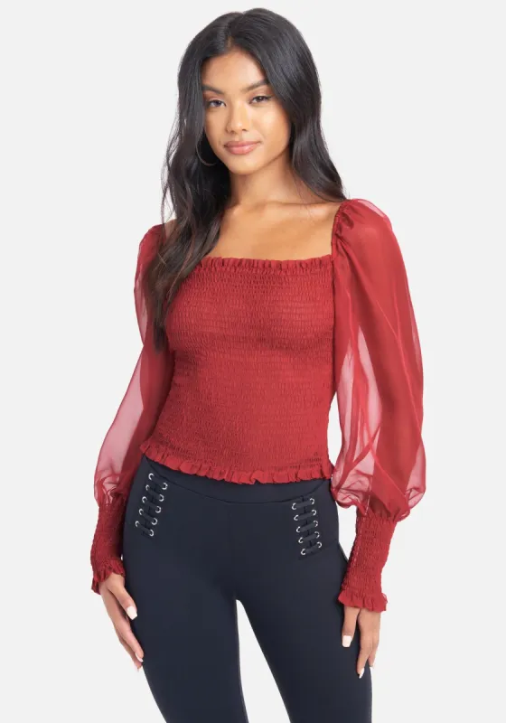 Blouson Smocked Top sold by Bebe