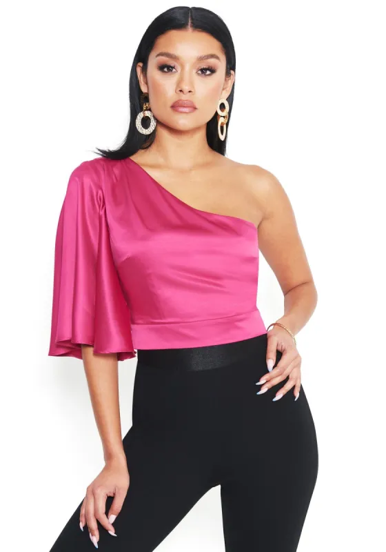 Charmeuse One Shoulder Top sold by Bebe